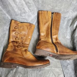 Jafa Ladies Knee Length Handmade Soft Leather Boots Tan Size 81/2